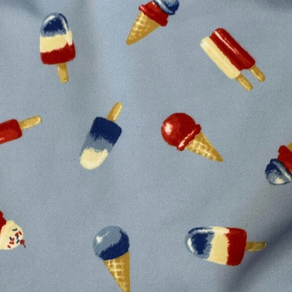 Janie and Jack Girls Swim Top Patriotic Ruffle Popsicle Print Light Blue Size 5 - Picture 6 of 9